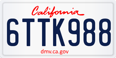 CA license plate 6TTK988