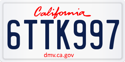 CA license plate 6TTK997