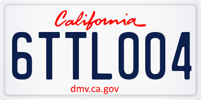 CA license plate 6TTL004