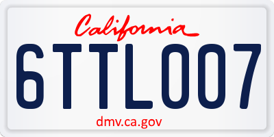 CA license plate 6TTL007