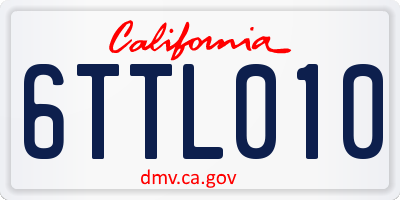 CA license plate 6TTL010