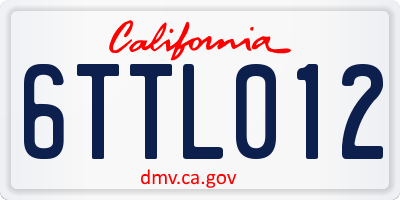 CA license plate 6TTL012