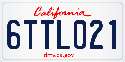 CA license plate 6TTL021