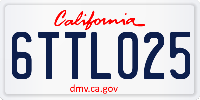 CA license plate 6TTL025