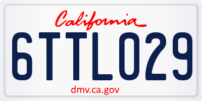 CA license plate 6TTL029