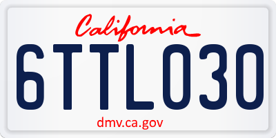 CA license plate 6TTL030