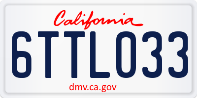 CA license plate 6TTL033