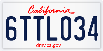 CA license plate 6TTL034