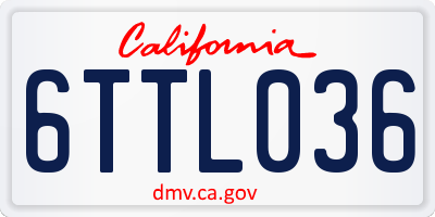 CA license plate 6TTL036