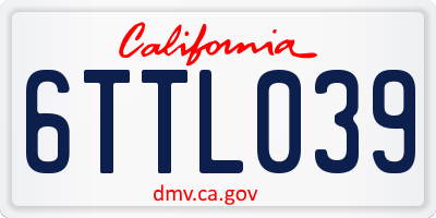 CA license plate 6TTL039