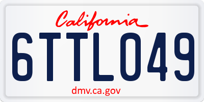 CA license plate 6TTL049