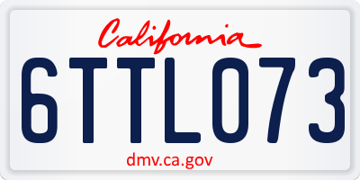 CA license plate 6TTL073