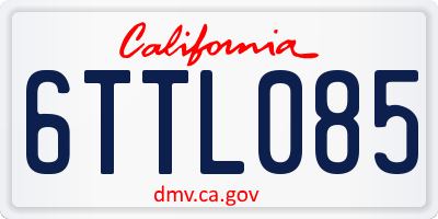 CA license plate 6TTL085
