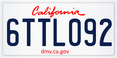 CA license plate 6TTL092