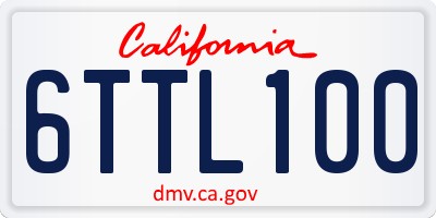 CA license plate 6TTL100