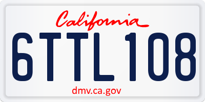 CA license plate 6TTL108