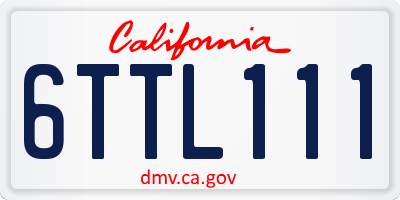 CA license plate 6TTL111