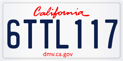 CA license plate 6TTL117