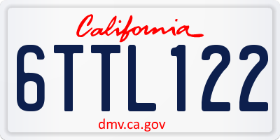 CA license plate 6TTL122
