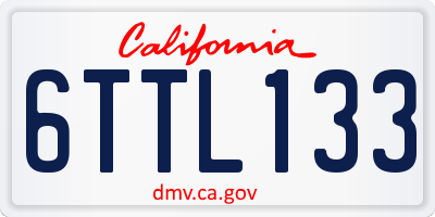 CA license plate 6TTL133