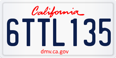 CA license plate 6TTL135
