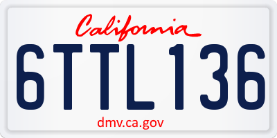 CA license plate 6TTL136