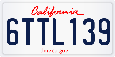 CA license plate 6TTL139