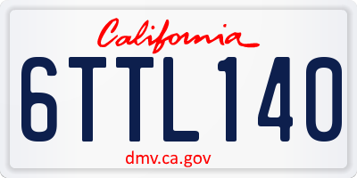 CA license plate 6TTL140