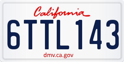 CA license plate 6TTL143