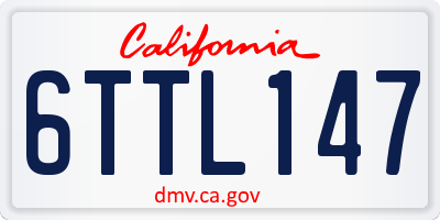 CA license plate 6TTL147