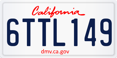 CA license plate 6TTL149