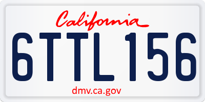 CA license plate 6TTL156