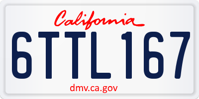 CA license plate 6TTL167