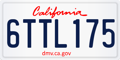CA license plate 6TTL175