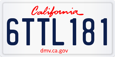 CA license plate 6TTL181