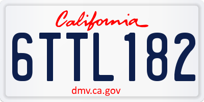 CA license plate 6TTL182