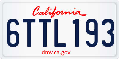 CA license plate 6TTL193