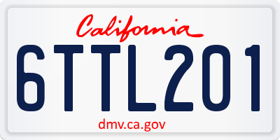 CA license plate 6TTL201