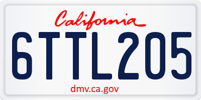 CA license plate 6TTL205
