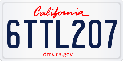 CA license plate 6TTL207