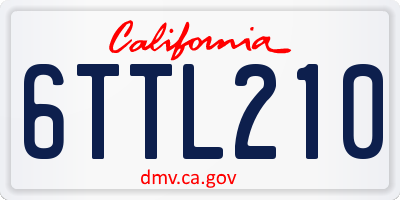 CA license plate 6TTL210
