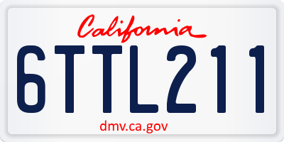 CA license plate 6TTL211