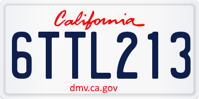 CA license plate 6TTL213
