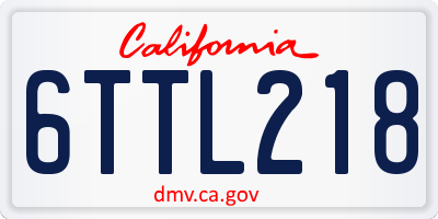 CA license plate 6TTL218