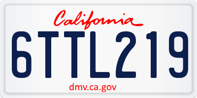 CA license plate 6TTL219