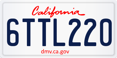 CA license plate 6TTL220