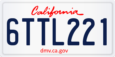 CA license plate 6TTL221