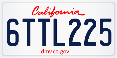 CA license plate 6TTL225