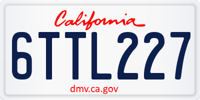 CA license plate 6TTL227