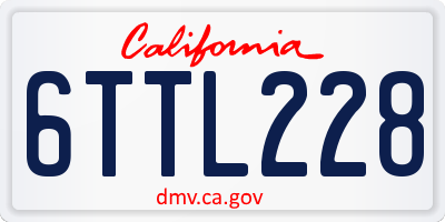 CA license plate 6TTL228